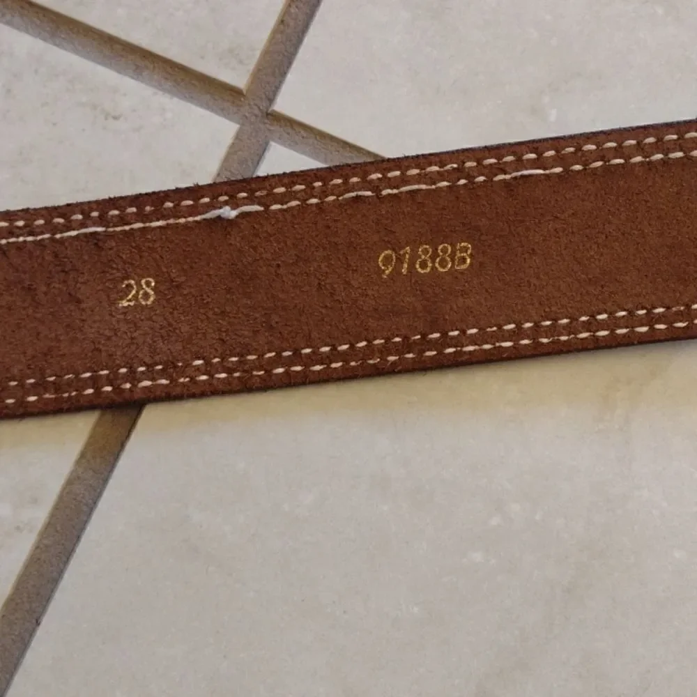 Solid bronze and leather GLO belt Brown Size 28